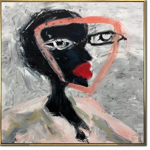 Abstract Face Paintings On Canvas Female Face Art Abstract Grey Art Oil Painting Modern Figurative Art Textured Painting for Living Room