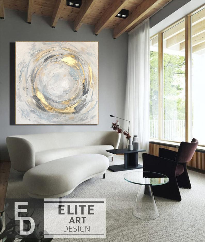 Canvas Extra Large Fine Art Abstract Painting Gray Painting Etsy