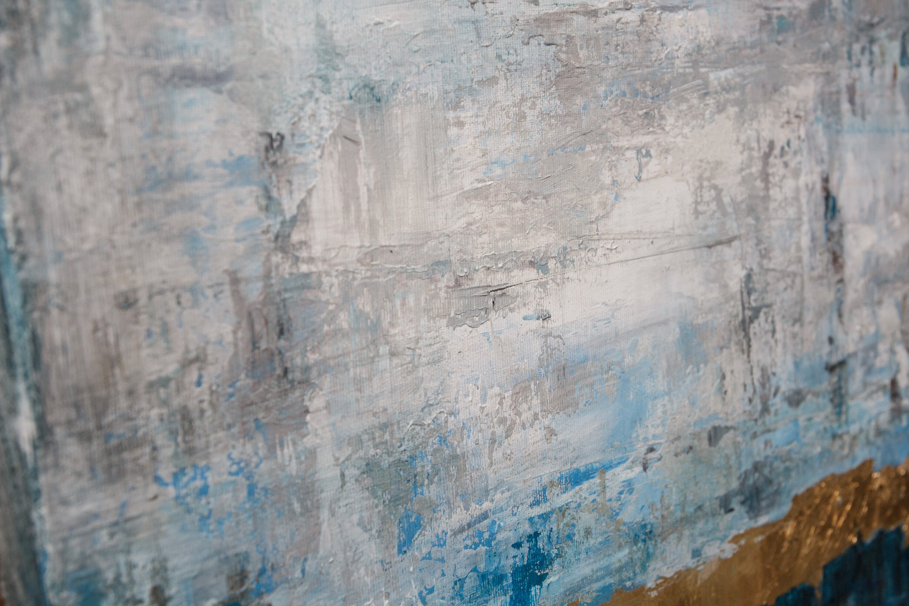 Modern Ocean Wall Art Navy Blue Painting Gold Leaf Painting Etsy