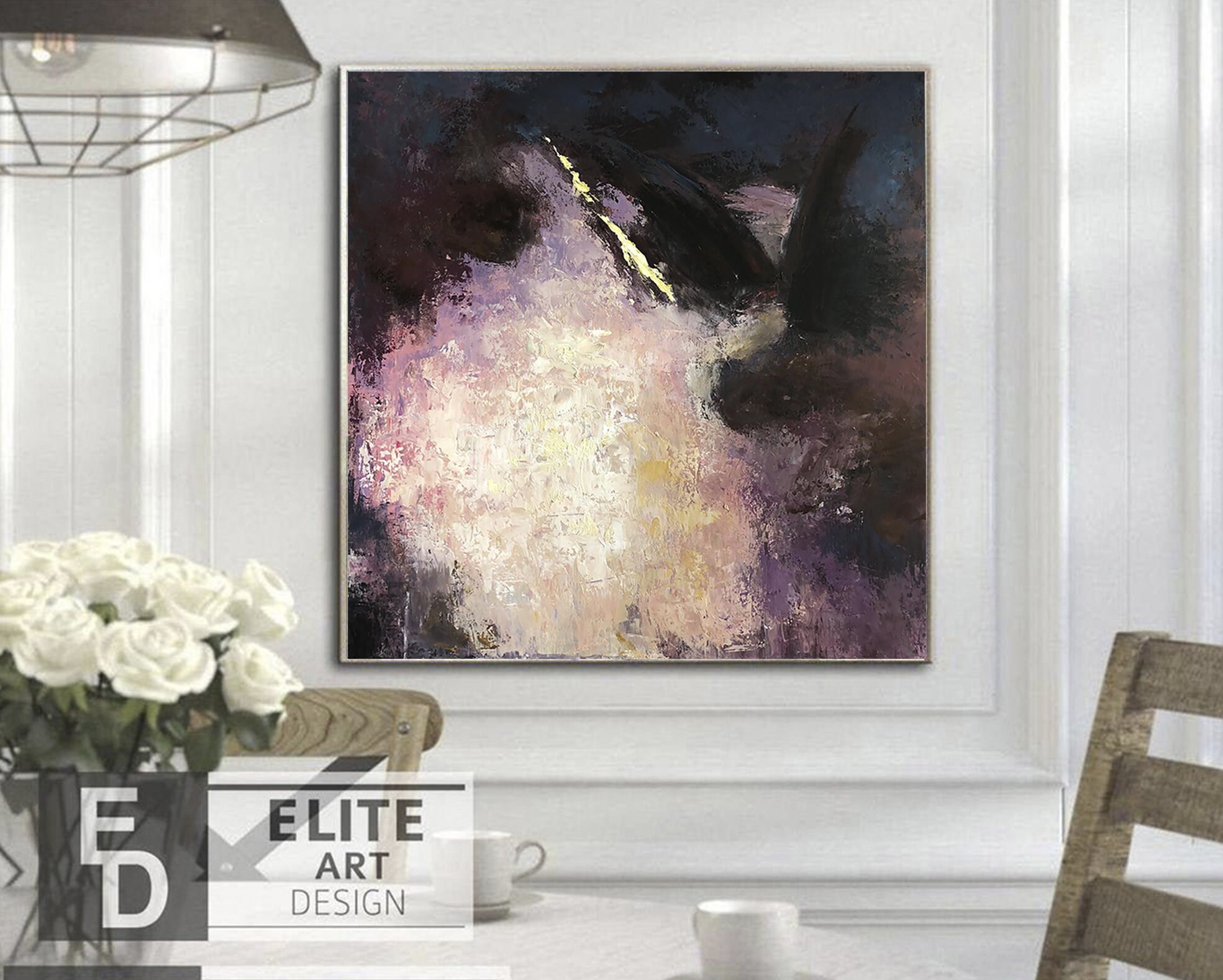 Original Art Large Purple Paintings On Canvas Modern Paintings Etsy