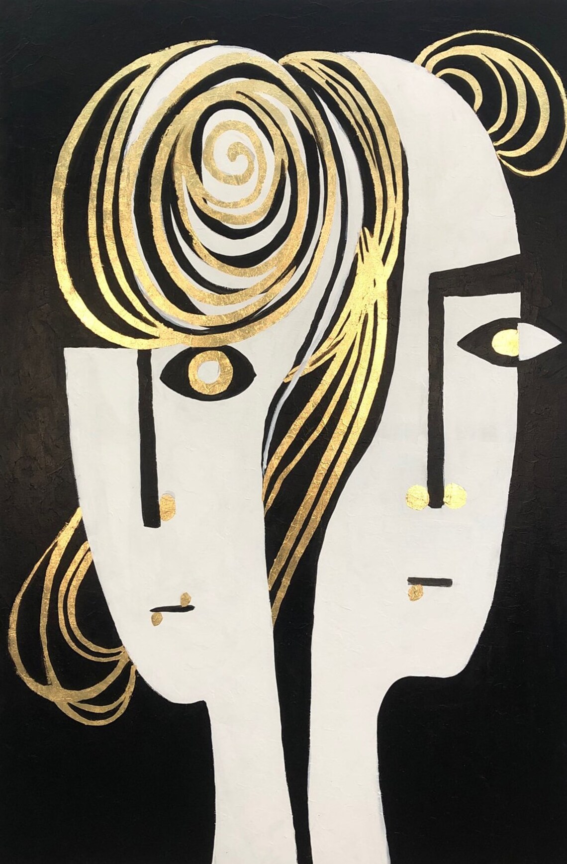 Large Abstract Painting Canvas Figurative Painting Black and Etsy