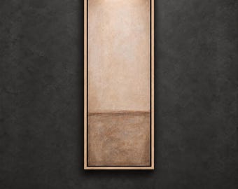 Oversized Neutral Beige Abstract Landscape Heavy Textured Canvas Vertical Japandi Earthy Wall Art Decor