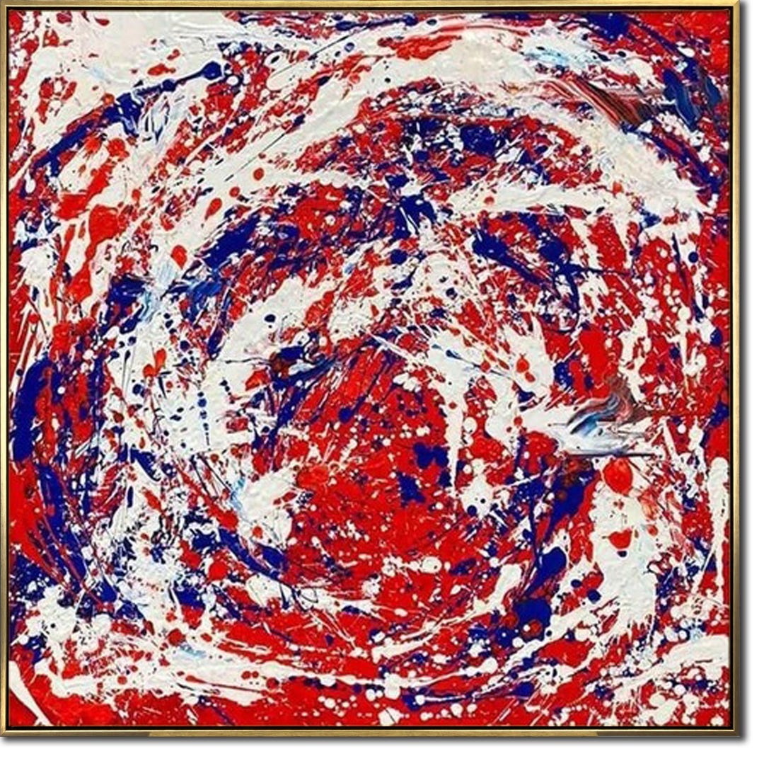 Jackson Pollock Style Painting Abstract Red Mixed Blue White Painting ...