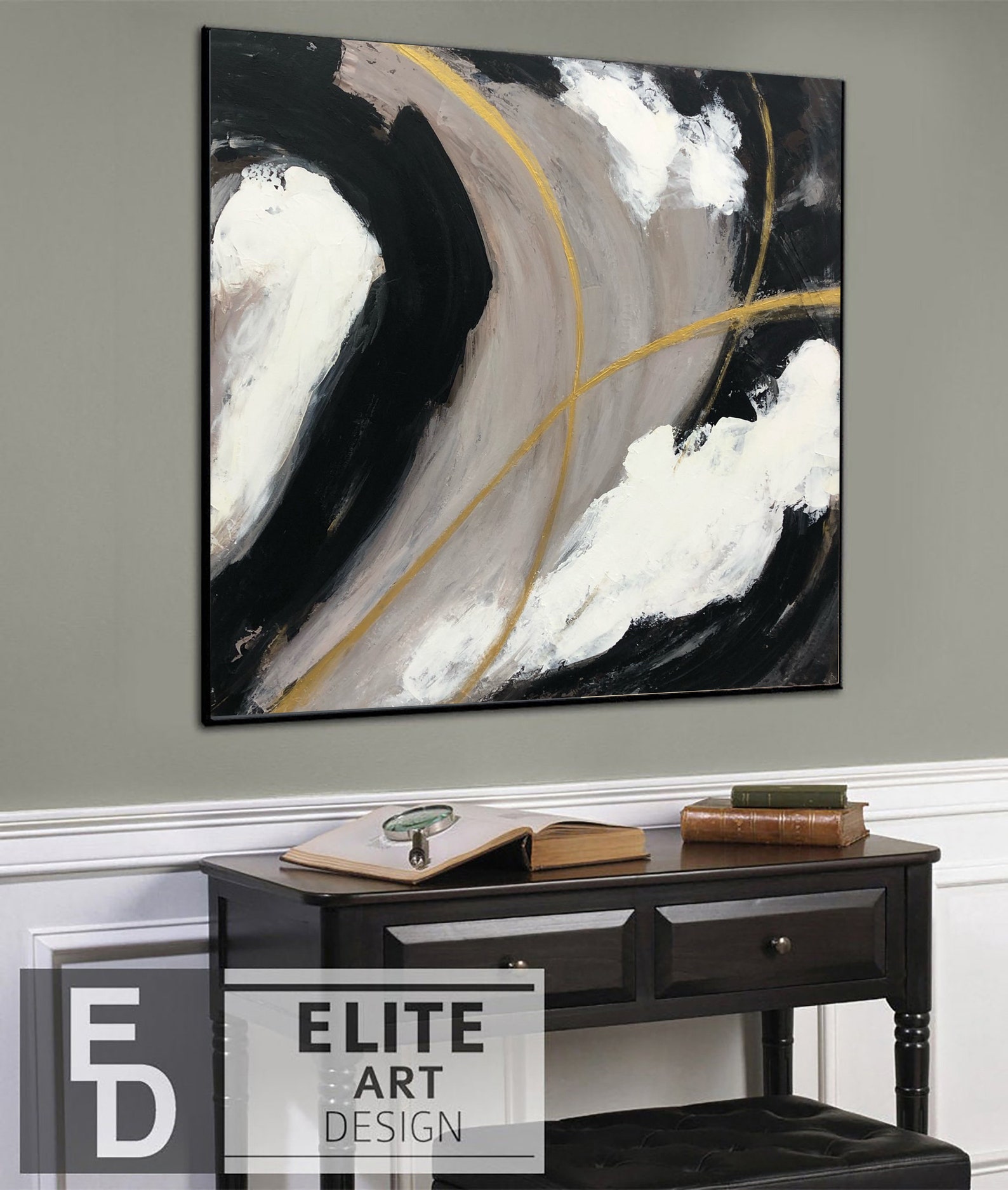 Large Original Abstract Black and White Paintings on Canvas - Etsy