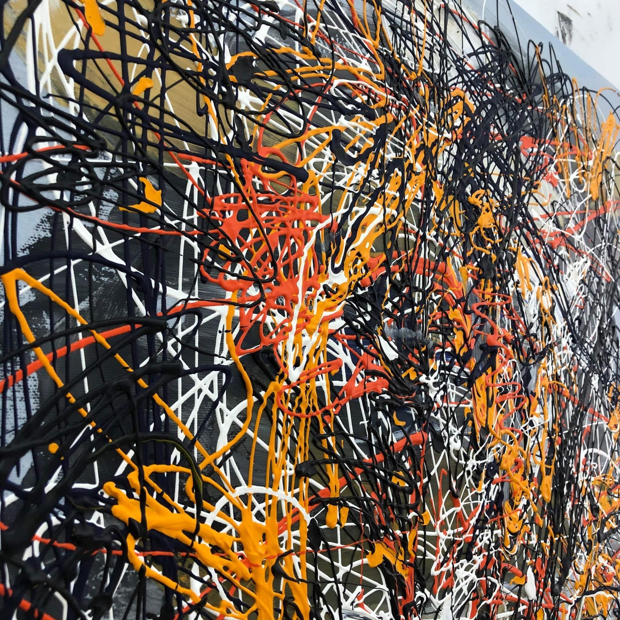 ジャクソン ポロック風抽象画　作者不詳　額43×52絵32×41cmF6サイス ジャクソン ポロック風抽象画 作者不詳 額43×52絵32×41cmF6