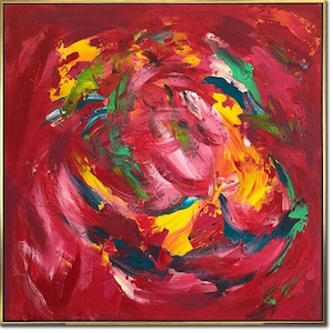 Large Abstract Red Paintings On Canvas Modern Original Textured Oil Painting Creative Wall Art for Indie Room Decor