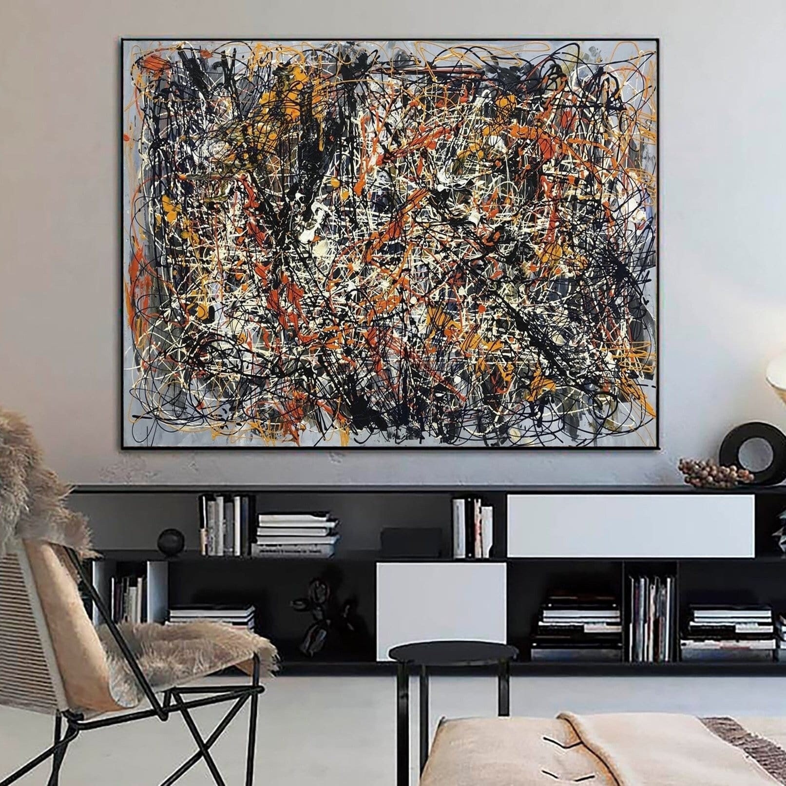 Jackson Pollock Style Abstract Expressionism Oil Painting on Canvas