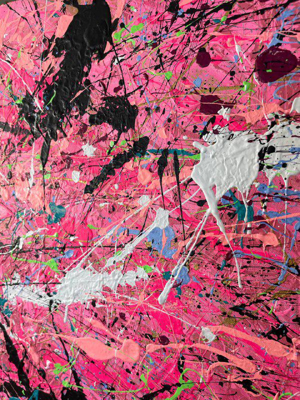 0004　絵画　幻想的　ピンク　抽象画 幻想的で抽象的な現代アート・原画『夢の中で何かを追いかけている