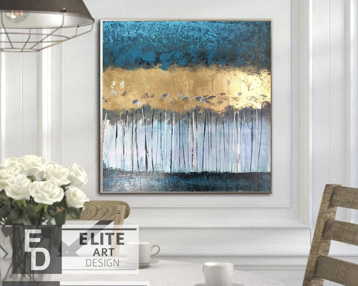 Teal wall art abstract painting, large wall art, gallery wall, wall art  canvas, Pink abstract art, Landscape painting by Camilo Mattis