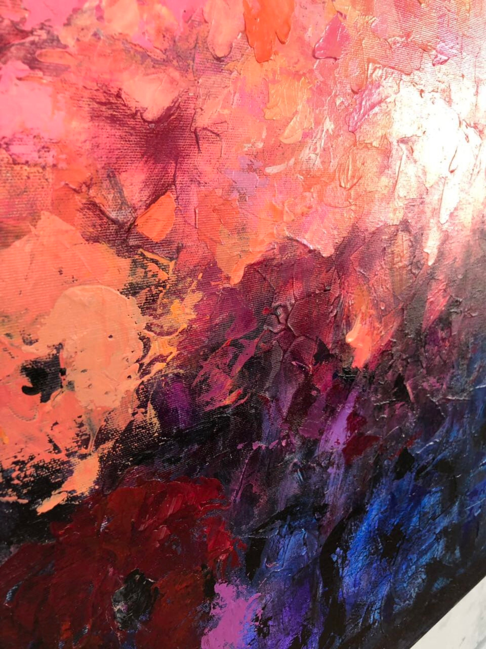 Abstract Oil Painting Pink and Blue Wall Art Canvas Palette Etsy