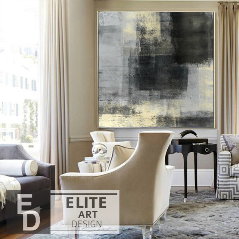 Oil Painting Original Large Black Art Canvas Abstract Painting Etsy