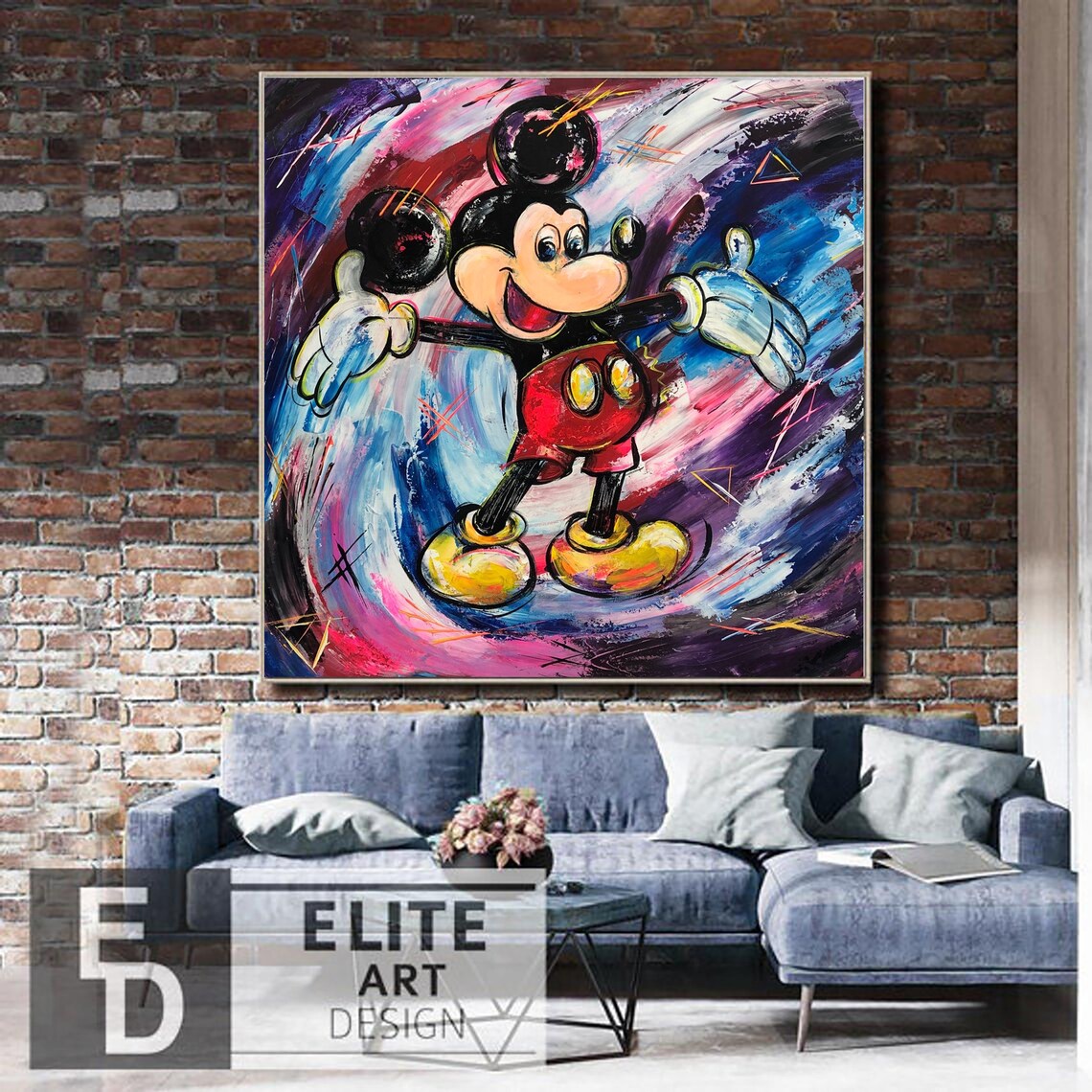 Extra Large Mouse Canvas Mickey Abstract Art Cartoon Etsy
