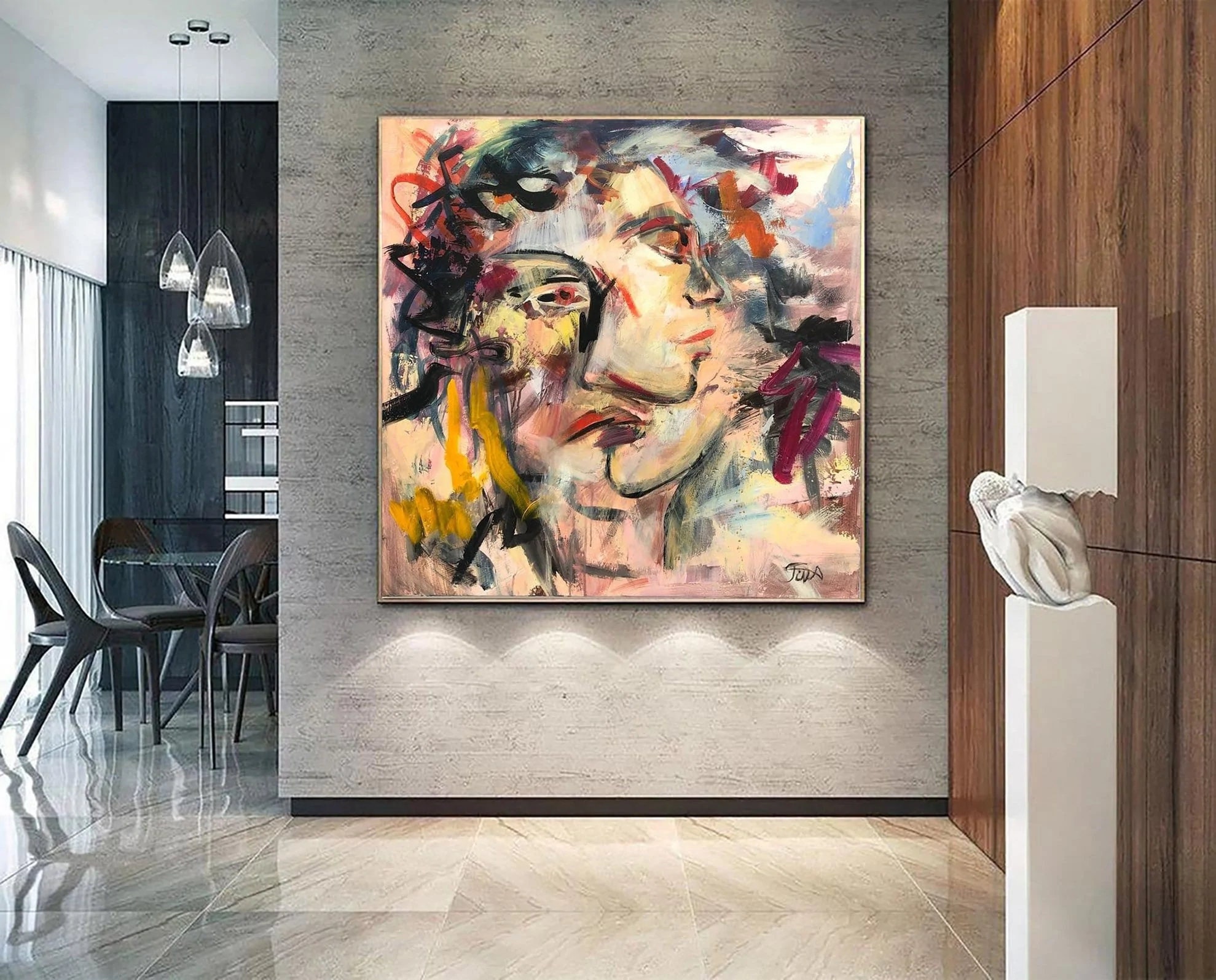 Abstract Face Painting – Large Colorful Modern Wall Art - Etsy