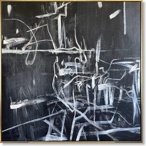 Original Black And White Abstract Modern Canvas Wall Art