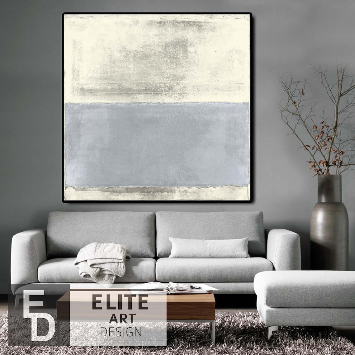 Neutral Abstract Grey Painting Loft Artwork Minimalist Art Etsy