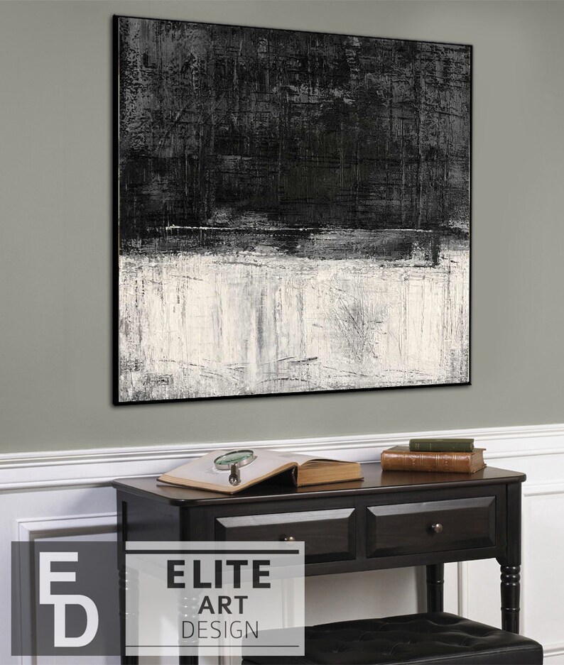 Large Abstract Paintings on Canvas Black and White Canvas Wall Etsy