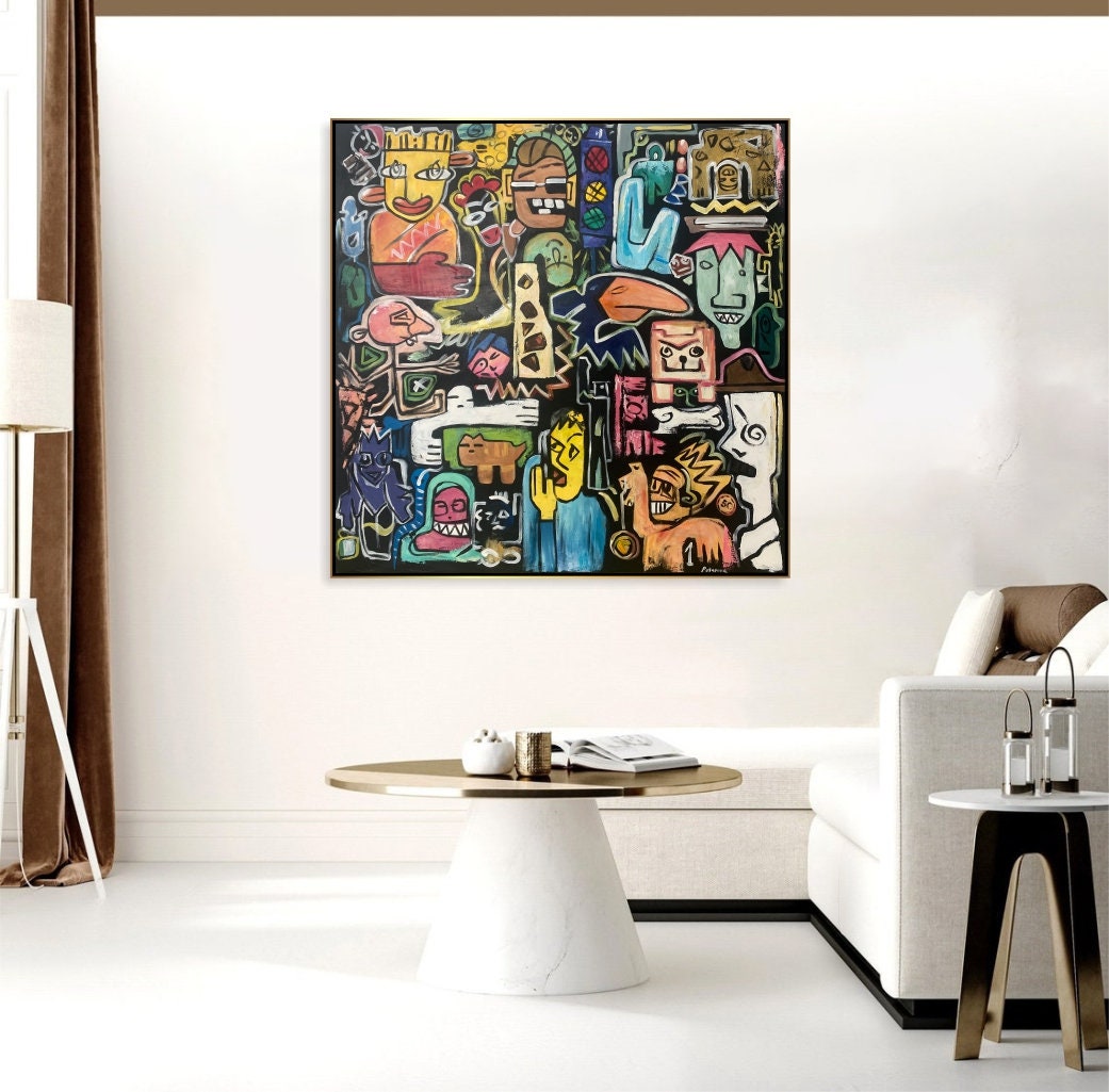 Abstract Whimsical Characters Pop Art Paintings