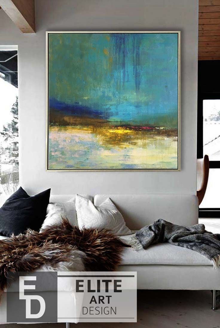 Original wall art painting blue wall decor Home Decor Wall Decor Wall