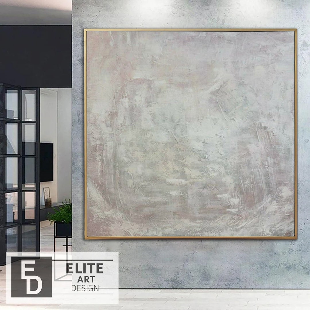 Large Minimalist Beige Abstract Textured Painting on Canvas Modern ...