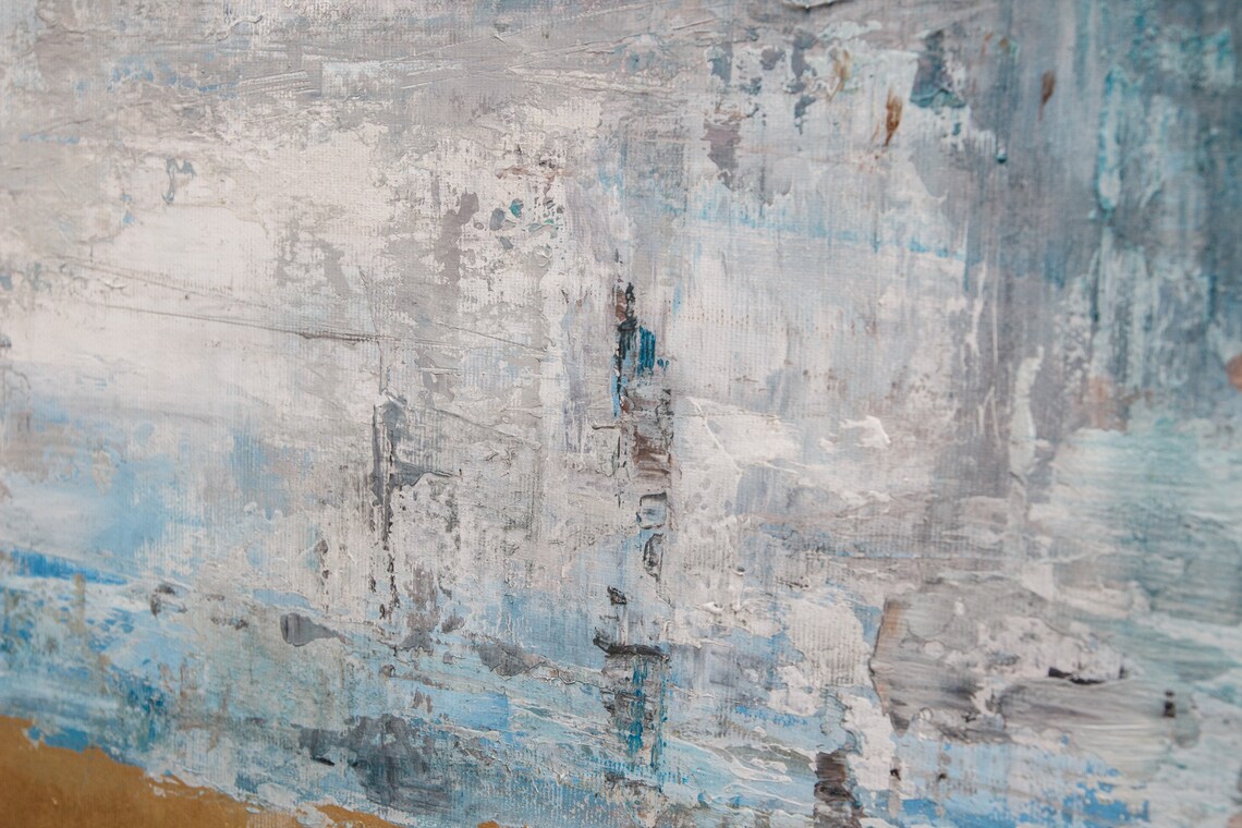 Modern Ocean Wall Art Navy Blue Painting Gold Leaf Painting Etsy