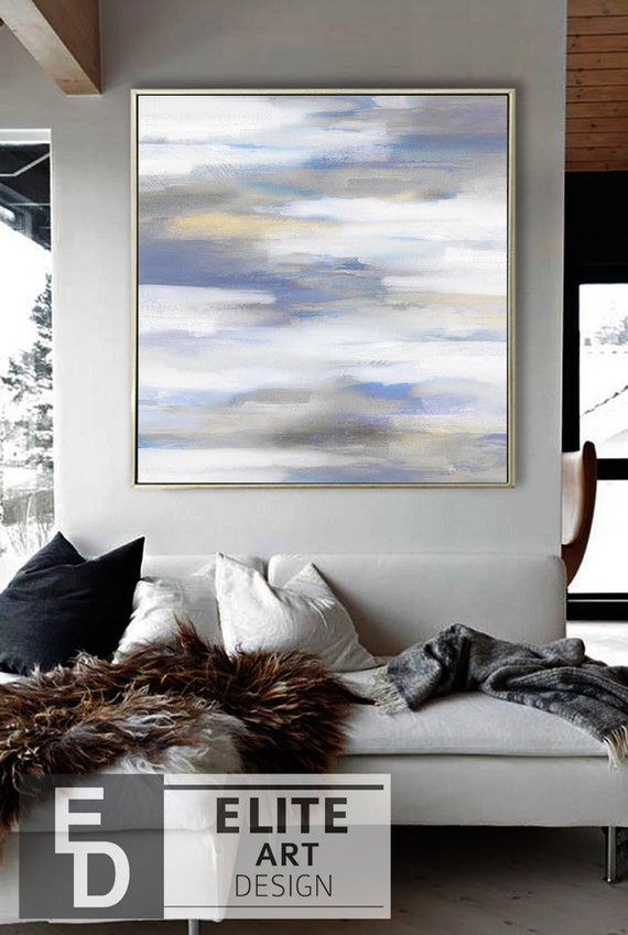 Original Abstract Blue Sky Paintings on Canvas Abstract Clouds | Etsy