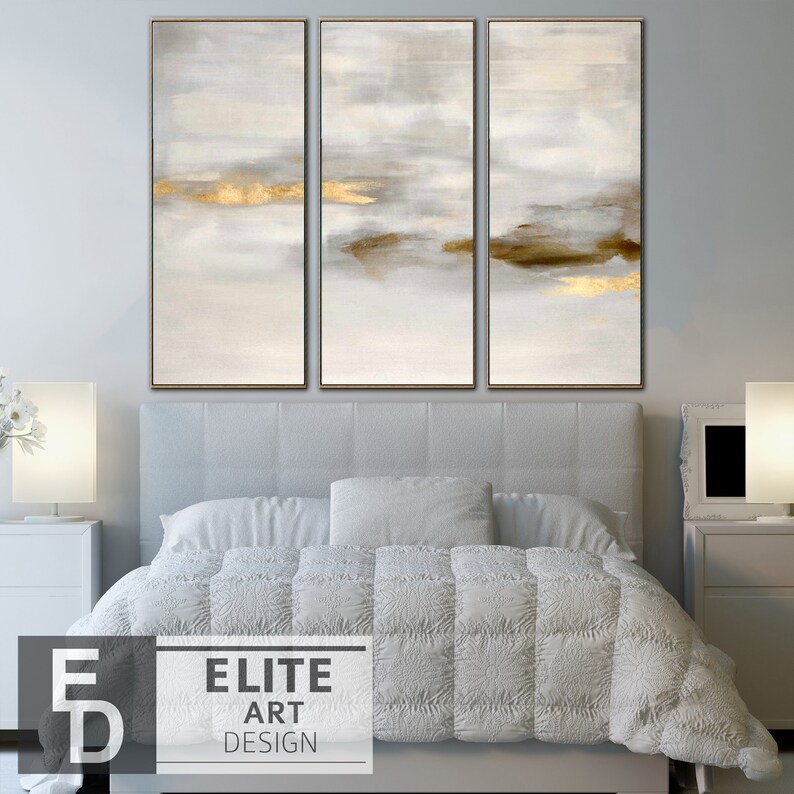 Large Original Artwork Living Room Wall Decor Set of 3 Large Etsy