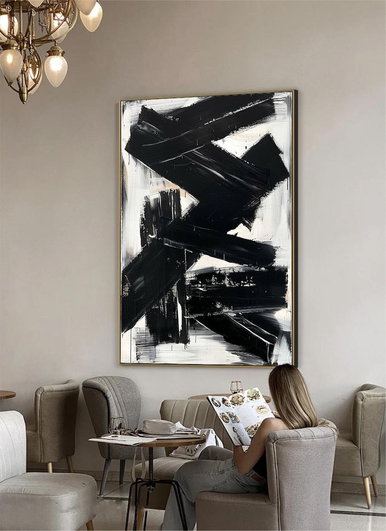 Bold Black and White Abstract Modern Minimalist Painting - Etsy