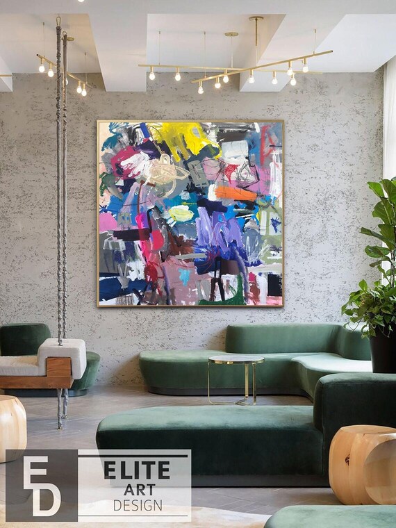 50x50 Extra Large Painting on Canvas Purple Wall Art Etsy