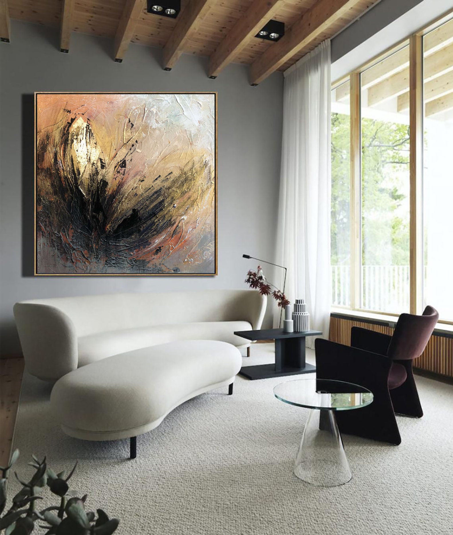 Original Abstract Brown Paintings on Canvas Modern Oil Etsy