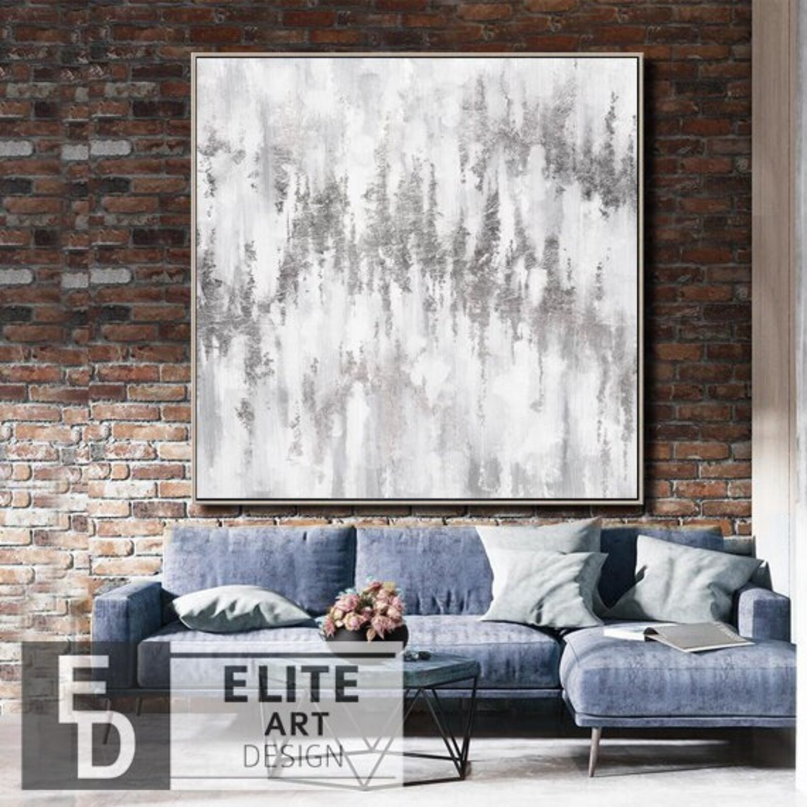 Large Abstract Gray Painting on Canvas Original Oil Painting Etsy