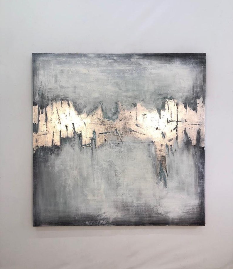 60x60 Large Abstract Painting Grey Painting on Canvas Etsy
