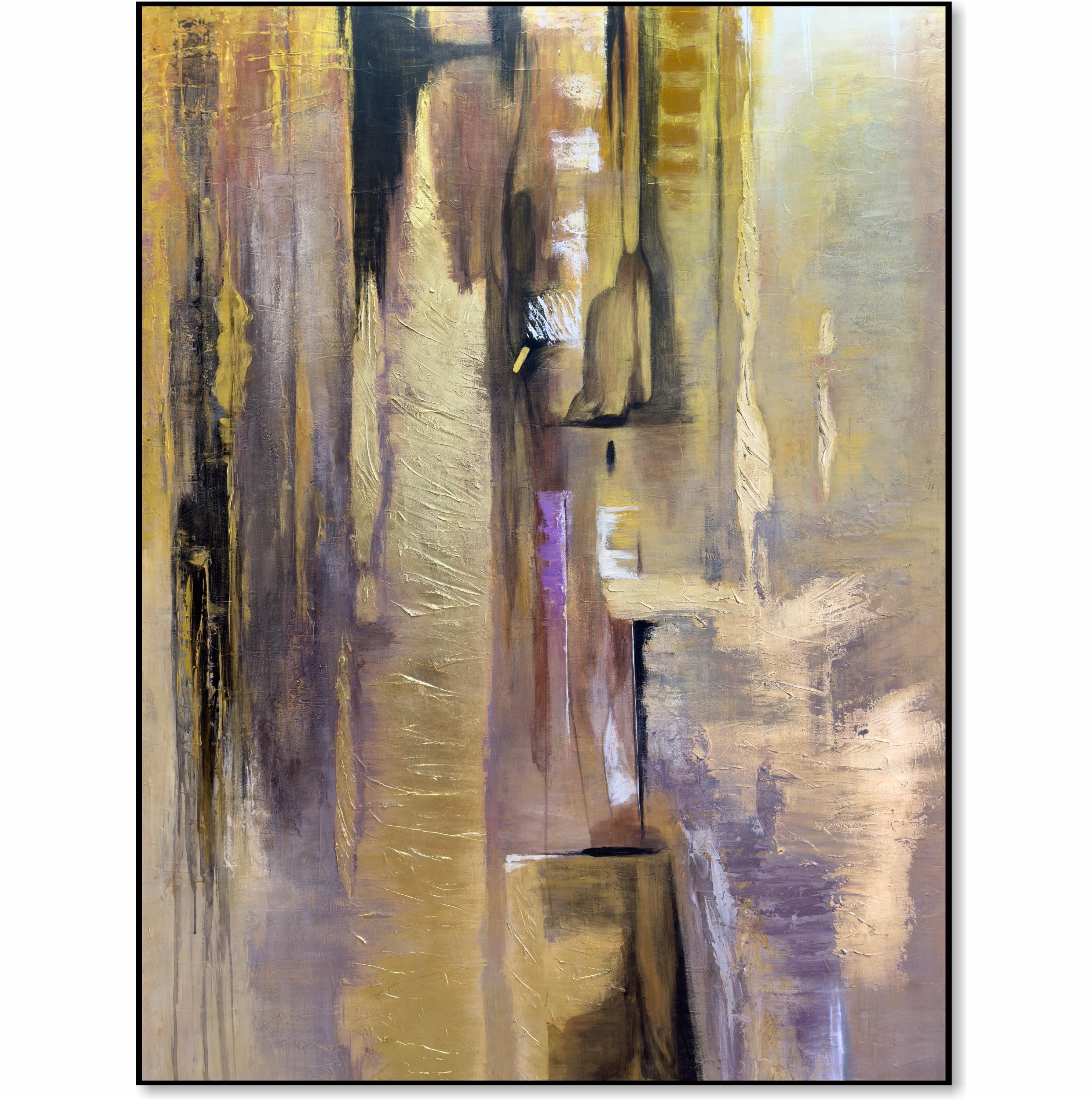 抽象アクリル画 金箔アート 淡い波の金箔抽象画 PALE WAVES ABSTRACT W/ GOLD LEAF – Artbar