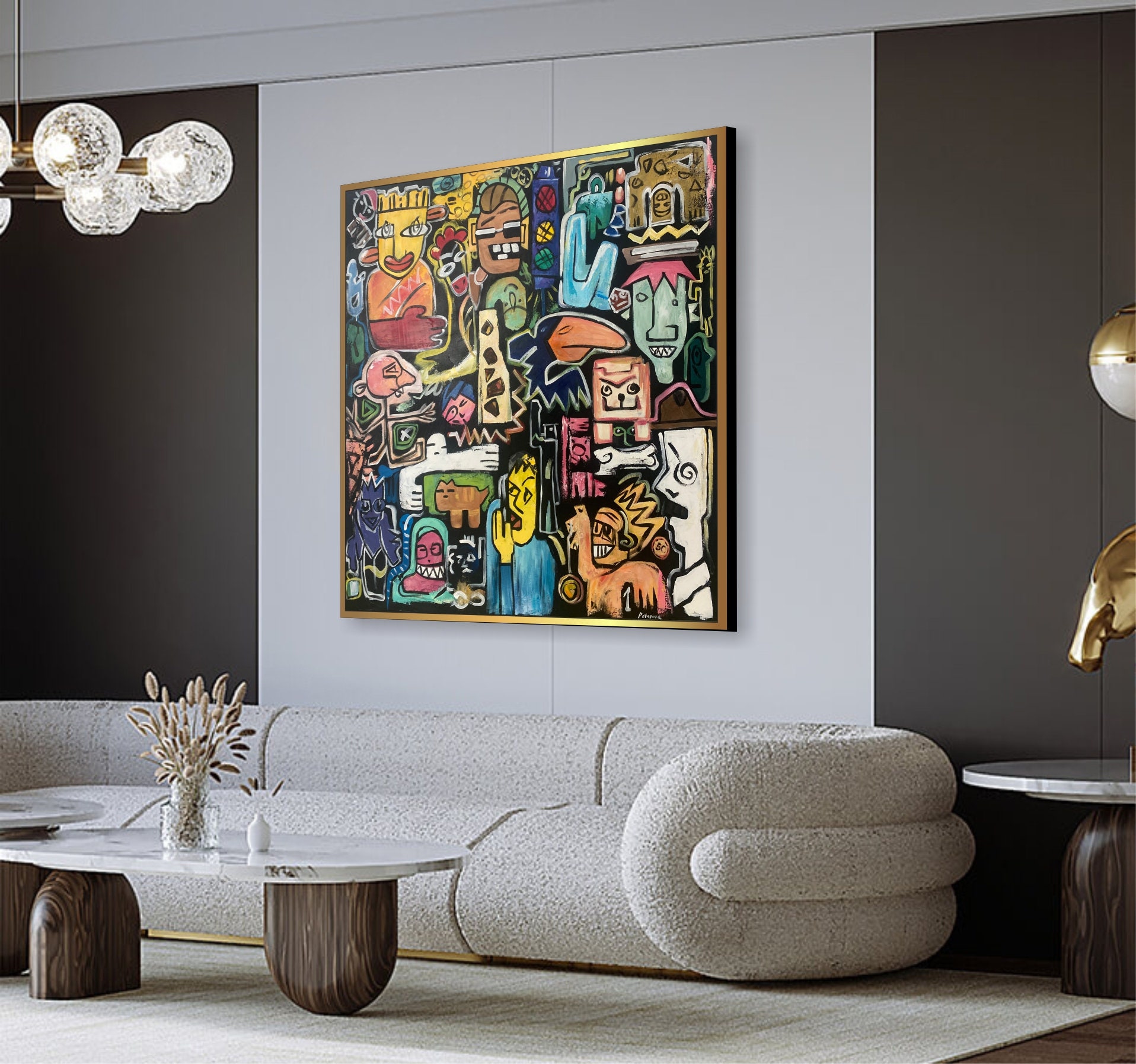 Abstract Whimsical Characters Pop Art Paintings