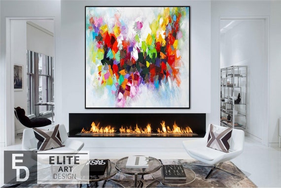 Large Painting on Canvas, Living Room Wall Art Paintings, Acrylic Abst