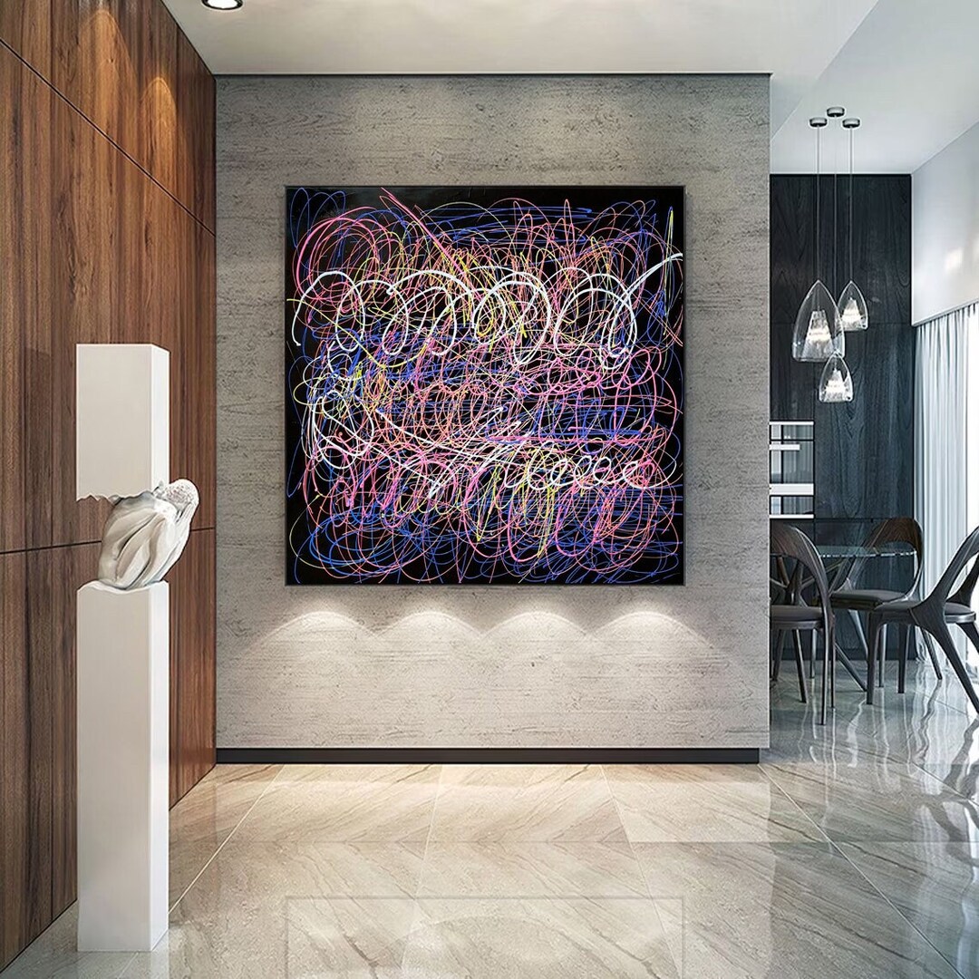 ジャクソン・ポロック風の絵画 - カラフルな抽象表現主義の大型