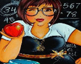 Beautiful Sexy Teacher with apple 5D Diamond Painting Embroidery Kit 25cmx30cm Full Cross Stitch