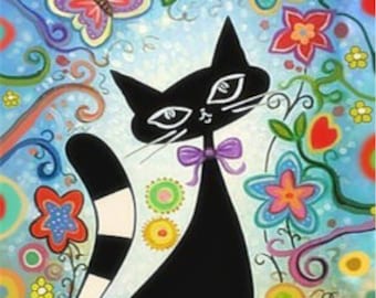 Colorful Cartoon Cat with flowers 5D Diamond Painting Embroidery Kit 20x30 Full Cross Stitch