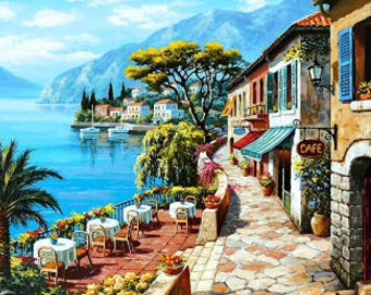 Mediterranean Village Ocean  80x60 5D Diamond Painting Embroidery Kit Full Cross Stitch