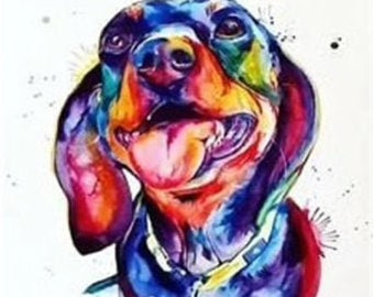 Colorful dog 5D Diamond Painting Embroidery Kit 20x25 Full Cross Stitch