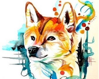 Colorful chow dog 5D Diamond Painting Embroidery Kit 20x25 Full Cross Stitch