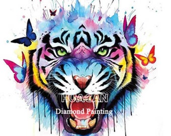 Colorful Tiger 5D Diamond Painting Embroidery Kit 20x30 Full Cross Stitch