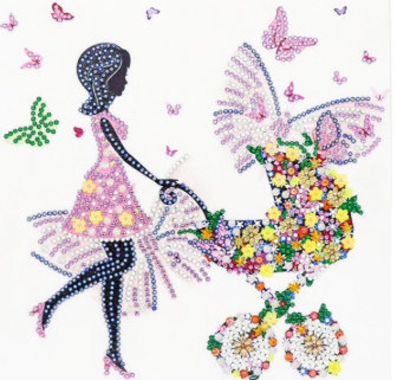 Mother with baby carriage Crystal 5D Diamond Painting Embroidery Kit 30x30 Full Cross Stitch