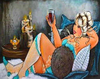 Sexy Woman drinking red wine in bed 5D Diamond Painting Embroidery Kit 30cmx40cm Full Cross Stitch