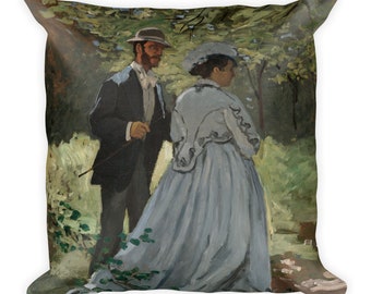 Monet - Bazille and Camille Throw Pillow - Impressionist Art Home Decor Cushion