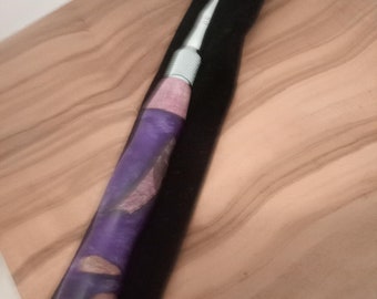 Crochet Hook - Maple Burl and Resin Hybrid  hand turned crochet hook with 8 metal attachments 3mm-7mm
