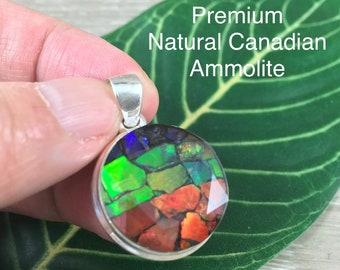 Natural Ammolite Pendant (15.58 cts) - 925 Sterling Silver - Gorgeous!  Lovely Colors - *PERFECTION* - *WISDOM* - *KNOWLEDGE* - Reiki Energy