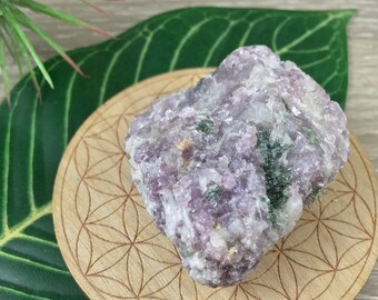 Green Tourmaline in Lepidolite Specimen - Natural, No Dyes, Straight from Nature - *Healing*, *Calming*, *Strength*, *Vitality*