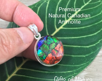 Natural Ammolite Pendant (15.02 cts) - 925 Sterling Silver - Gorgeous!  Lovely Colors - *PERFECTION* - *WISDOM* - *KNOWLEDGE* - Reiki Energy
