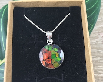 Natural Ammolite Pendant (15.02 cts) - 925 Sterling Silver - Gorgeous!  Lovely Colors - *PERFECTION* - *WISDOM* - *KNOWLEDGE* - Reiki Energy