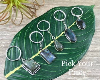 Labradorite Spectrolite Keychain / Pendant - YOU PICK - Naturally Beautiful! Fully Polished - *Stone of Magic*